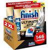 Finish Ultimate PLUS Infinity Shine Pastiglie Lavastoviglie, 146 Capsule Lavastoviglie, Pastiglie per Lavastoviglie contro lo Sporco e i Residui Incrostati