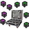 ZZIPP KIT 8 FARI LED A BATTERIA RGBWAUW 6X12W CON FLIGHT CASE RICARICA E TRASPORTO