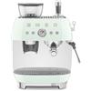 Smeg, Macchina da Caffè Espresso Manuale EGF03PGEU, con Macinacaffè Integrato, Thermoblock, 4 Livelli di Temperatura, Lancia a Vapore e Manometro, Serbatoio da 1 L, Dimensioni Compatte, 1350W, Verde