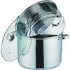 KAMBERG Vaporiera, Casseruola 3 in 1, Diametro 20 cm, 4 Litri, Acciaio Inox, Coperchio in Vetro, Compatibile con Tutti i Piani Cottura, Incluso Quello a Induzione, Inossidabile, Nero