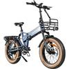 SAMEBIKE XWLX09-II Bicicletta elettrica pieghevole da montagna, motore da 1000W, batteria da 48V 15Ah - Blu