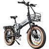 SAMEBIKE XWLX09-II Bicicletta elettrica pieghevole da montagna, motore da 1000W, batteria da 48V 15Ah - Grigio