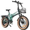 SAMEBIKE XWLX09-II Bicicletta elettrica pieghevole da montagna, motore da 1000W, batteria da 48V 15Ah - Verde