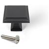 Emuca - Lotto di 10 pomoli per mobili, 31.5x31.5mm, Zama, Verniciato nero