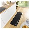 Hanse Home Zala Living - Tappeto da cucina lavabile, con scritta Kitchen (50 x 150 cm, 100% poliammide, antiscivolo, adatto al riscaldamento a pavimento), nero/bianco