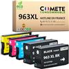 COMETE CONSOMMABLE COMETE - 963XL - 5 Cartucce d'Inchiostro Compatibili con HP 963 XL - per stampanti HP Officejet Pro 9010, 9014, 9015, 9016, 9018, 9019, 9020, 9022, 9023-2 Nero + 1 Ciano + 1 Magenta + 1 Giallo