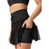 Silver Basic Gonna a Pieghe da Donna Ragazza Sexy Golf Running Skorts Prestazioni Attive Stretch Plissettato Gonna Corta in Tinta Unita M,Black-3