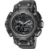 Boosns Sportivo Digitale Impermeabile Orologio da Uomo Outdoor Sport Running Plastica Orologi da Polso LED Elettronico Analogico Quarzo Doppio Tempo Allarme Cronometro (Grigio trasparente)