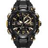 Boosns Orologio da Uomo Sportivo LED Digitale Analogico Quarzo Doppio Tempo Impermeabile Outdoor Militare Orologi da Polso (Oro nero)