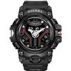 Boosns Orologio da Uomo Impermeabile Digitale Sportivo Outdoor Analogico Quarzo LED Elettronico Doppio Tempo Plastica Orologi da Polso e Cinturino Gomma (Argento nero)