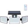 GRIFEMA GD202 Lampada solare da esterno con sensore di movimento, [280 LED/ 3 modalità/ 2400 mAh], Faretto solare da esterno con telecomando, IP65 impermeabile per giardino, garage