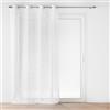 Douceur d'Intérieur Louxor Tenda con Occhielli, 140 x 280 cm, Tessuto sablé Stampato Metallizzato, Bianco