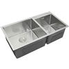 KuKoo Lavello da Cucina Doppio Acciaio Inox Squadrato Satinato Resistente Corrosione Lavabo Sottotop Sottopiano Sotto-Piano Integrato Lavandino Integrato Tappo Filtro e Scarico Inclusi per Uso Commerciale