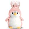 Wishstar Peluche Pinguino 20cm, Cuscino in Peluche Pinguino, Morbido Pinguino Peluche per Bambini Ragazzi Amici, Compleanno Natale, Giocattoli Morbidi, Pinguino Pupazzi grande（orecchio di coniglio rosa）