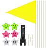 Eniyou Accessori Bici Bambina Bandierina Bicicletta Bambini Gagliardetto Bandiera per Bicicletta di Sicurezza in Tela Antistrappo Biciclettabambini con6Stella Riflettente,Accessori di Montaggio,Giallo
