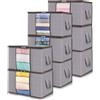 Lifewit Scatole per Vestiti, Contenitori per Armadio Pieghevole, Scatole per Armadio, Scatoloni trasloco, Organizzatore armadio per Vestiti, Coperte, Piumoni, Grigio Chiaro, 50 L, 8 Pezzi