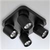 Miratic Plafoniera Soffitto Lampada da Parete Sorgente Luminosa Sostituibile GU10 max.12W (lampadine non incluse) (base quadrata - 4 teste, nero)