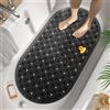 HITSLAM Tappetino Vasca Antiscivolo da Bagno Ovale, Tappetino Doccia Antiscivolo con Bolle da 68x38CM Senza BPA, Tappeto Bagno Resistente alla Muffa e Lavabile in Lavatrice, Nero