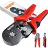 BAURIX® Pinza Crimpatrice Esagonale per Puntalini Elettrici 0,25-6mm², Crimpatrice Autoregolante per Terminali Elettrici, Pinza Elettricista, Utensile a crimpare - Modello:THESEUS (6 Bordi)
