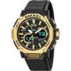 Boosns Orologio da Uomo Sportivo Digitale Impermeabile Doppio Tempo LED Elettrone Sport Analogico Quarzo Outdoor Militare Orologi da Polso (Oro nero)