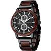 XIRUVE Orologio in Legno da Polso Uomo Calendario Cronografo Quarzo Naturale