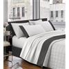 IlGruppone Il Gruppone Passione Casa Completo Letto Lenzuola In Cotone Percalle Matrimoniale Tinta Unita Elegante Due Piazze Misure Maxi Lenzuolo Sotto Sopra Federe Con Balza A Contrasto - Grigio