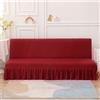 DOTBUY-SHOP Copridivano Senza Braccioli con Gonna, Elasticizzato Copridivano 3 Posti Universale Fodera per Divano Senza Braccioli per Soggiorno Casa (Rosso,150-185cm)