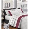 IlGruppone Il Gruppone Passione Casa Completo Letto Lenzuola In Cotone Percalle Matrimoniale Tinta Unita Elegante Due Piazze Misure Maxi Lenzuolo Sotto Sopra Federe Con Balza A Contrasto - Rosa