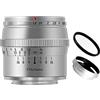 TTArtisan Obiettivo 50 mm F1.2 APS-C con messa a fuoco fissa a grande apertura per fotocamera Canon R EOS R Mount R RP R5 R6 R7 argento