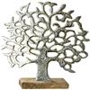 Gilde Statuetta decorativa albero della vita, alluminio argento su base in legno, 46 x 49 cm