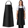 Cheerhom 2 grembiule da cucina, resistente all'acqua, grembiule da barbecue, uomo e donna, con cinghie regolabili al collo e 2 grandi tasche, per chef, barbecue, pittura, pasticceria e cucina(nero)