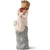 willow tree Embrace 2023, Happy Anticipation of New Beginnings, cuore rosso datato commemora le celebrazioni dell'amore, figura scolpita dipinta a mano