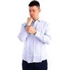 SUN68 Camicia a Righe Manica Lunga Lino S34121 Tg. M col. 0105 Bianco/Azzurro