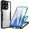 GOKEN Cover per Xiaomi Redmi Note 13 4G, Trasparente 360 Gradi Custodia con Pellicola Protettiva Integrata Rugged Case, TPU Silicone Bumper + PC Retro Rigido, Nero