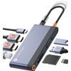 NOVOO Docking Station USB C Dual HDMI, 8 in 1 Hub USB C a Dual HDMI 4K, Ethernet RJ45, USB 3.2, PD 100W, SD/TF Multiport Dock per Macbook Pro/Air, Surface, HP, Dell, Lenovo