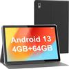 Tibuta Smartpad A10 Tablet 10.1 Pollici Android 13 Tablet con Caso, 4 + 64 GB ROM Quad Core Batteria 5000 mAh, 1280 x 800 IPS HD Touch screen 5 MP+8 MP Fotocamera Bluetooth, WiFi, GPS Tablet Prime