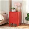 [en.casa] Comodino in Acciaio con Scomparto Chiuso con Anta Tavolino Laterale da Divano Mobiletto Notturno da Letto Tavolino Basso da Ingresso 57 x 40 x 30 cm Rosso