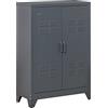 HOMCOM Armadio Ufficio a 3 Livelli con 2 Ripiani Regolabili, Armadio in Metallo Portadocumenti con 2 Ante, per Casa, Ufficio e Garage, 75x33x110cm, Grigio