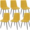 JIJIAN Set di 6 sedie da pranzo imbottite con tessuto di lino e gambe in metallo nero, design a righe, per sala da pranzo, soggiorno, camera da letto, cucina, reception, Giallo