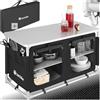 TecTake® Cucina da Campeggio, Mobile da Campeggio con Piano di Lavoro e Ripiani, Cucina da Esterno Portatile Pieghevole, Borsa per Trasporto Inclusa, 97x47,5x56,5cm - Grigio