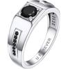 Bandmax Anello Uomo Argento 925, Personalizzato Inciso Anelli Uomo Solitario, Nero Anello Argento 925 con Zirconi, Anelli Misura 10, Anello Regalo per L' amore Eterno Fidanzamento Coppia Papà