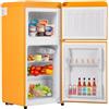 RCBDBSM Mini frigorifero con capacità utile di 60 litri, piccolo frigorifero con 2 ripiani in vetro rimovibili, combinazione frigo-congelatore retrò, da libera installazione, 46 dB, giallo/rosso,Yellow