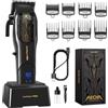 SUPRENT Tagliacapelli Uomo Professionale, Tagliacapelli Elettrico Motore Brushless & Lama in Ceramica Rivestita DLC, Kit Taglio Capelli Cordless per Barbieri, con Base di Ricarica, 7800RPM (Nero)