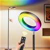 Yikuneng 42W RGB Lampada Da Terra Piantana, Dimmerabile 2700K-6500K Lampada da Terra Salotto con Telecomando e Touch Control, Cambiamento colore Lampade Per Soggiorno, Lettura e Ufficio