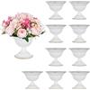 Sziqiqi Vaso Bianco Metallo 10pz: Vintage Vaso Centrotavola Matrimonio 13cm | ⌀16cm/ H 13cm/ P 7cm, Vasi Basso er Decorazioni, Decorazione Tavola Fiori, Cerimonia, Anniversario