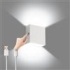 Lightess Lampade da Parete Batteria Ricaricabile Applique da Parete Interno LED Dimmerabile Lampade da Parete per Interni con Cavo di Ricarica 0 Bianco Luce Colorata Fredda 3000K