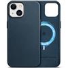 SHIELDON Custodia in Vera Pelle per iPhone 15, Custodia Sottile [Antigraffio] Cover Antiurto con Ricarica Wireless Magnetica con Bottoni in Metallo Compatibile con iPhone 15 - Blu Navy