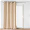 Douceur d'Intérieur Louxor Tenda con Occhielli, 140 x 260 cm, Poliestere Stampato Metallizzato, Beige
