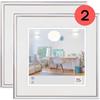 walther design New Lifestyle Cornice portafoto, in confezione da 2 pezzi, da 20 x 20 cm, colore argento
