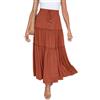 EMOTTOS Maxi Gonna Lunga Donna, Boho Gonne Lunghe Vita Alta Estive con Coulisse, Bohemien Elastica Gonna Plissettata Swing Gonna A-Linea Casual Elegante, Arancione M